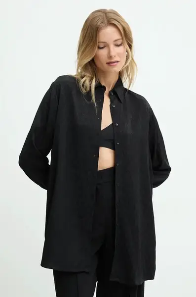 Košile Answear.LAB dámská, černá barva, regular, s klasickým límcem