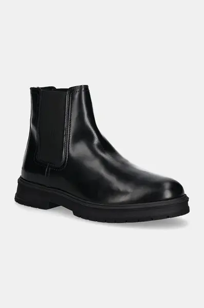 Kožené kotníkové boty Tommy Hilfiger HILFIGER ABRASIV WARM LTH CHELS pánské, černá barva, FM0FM05176