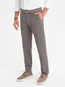 Ombre Men's REGULAR FIT chino pants with fine texture - gray