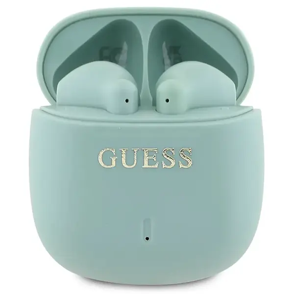 Bezdrátová sluchátka do uší Guess Printed Classic Logo zelená barva