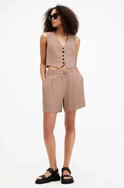 Šortky s příměsí lnu AllSaints DERI LYN