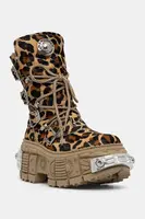 Kožené workery New Rock PELO LEOPARDO CUERO