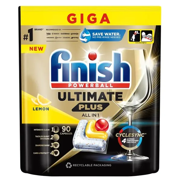 FINISH Ultimate Plus All in 1 Kapsle do myčky nádobí Lemon Sparkle 90 ks