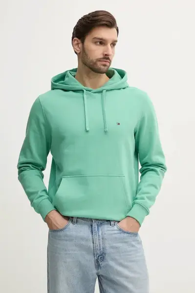 Bavlněná mikina Tommy Hilfiger pánská, černá barva, s kapucí, melanžová, MW0MW37235