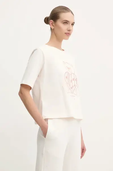 Bavlněné tričko Guess RHINESTONE růžová barva, V5RI09 I3Z14