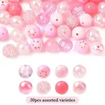 50Pcs 10 Styles Acrylic & Resin Round Beads Sets