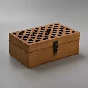 Wooden Decorative Boxes with Hollow Flower Lid