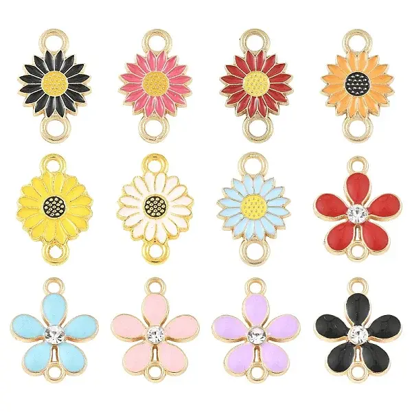 36Pcs 8 Styles Zinc Alloy Enamel Links Connectors
