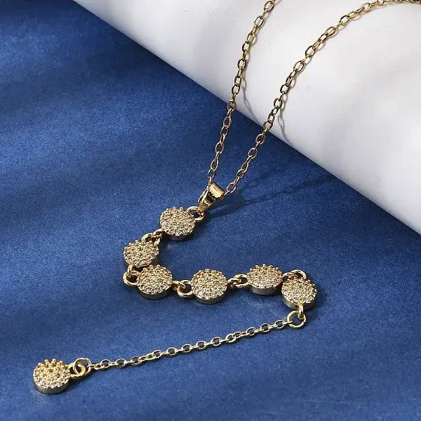 Brass Micro Pave Clear Cubic Zirconia Geometric Pendant Y Tassel Necklaces
