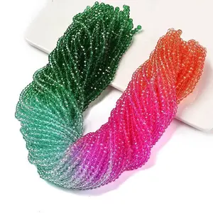 Transparent Painted Glass Beads Strands