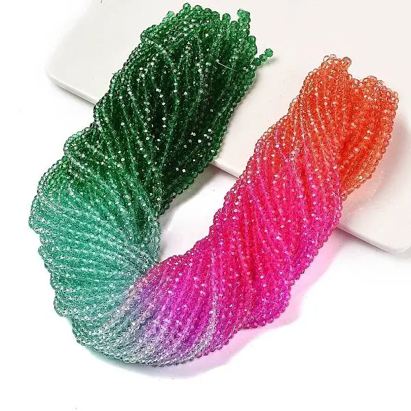 Transparent Painted Glass Beads Strands