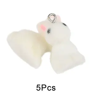 5Pcs Flocky Opaque Resin Pendants