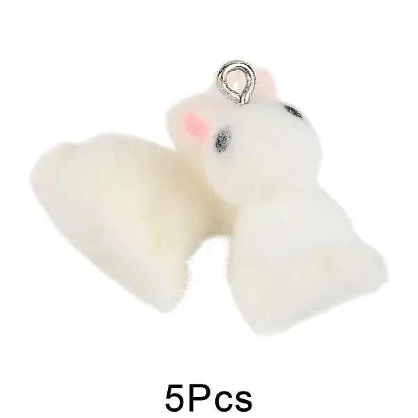 5Pcs Flocky Opaque Resin Pendants