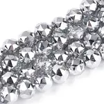 Electroplate Transparent Glass Round Beads Strands