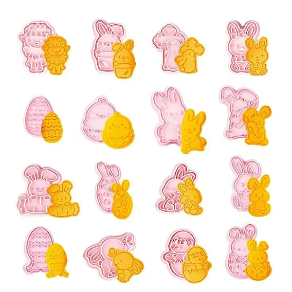 16Pcs Easter Theme Plastic Cookie Cutters