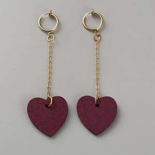 Alloy Wood Hoop Earrings