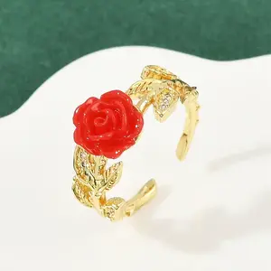 Flower Resin Cuff Rings