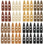 64Pcs 8 Colors 2-Hole Wood Buttons