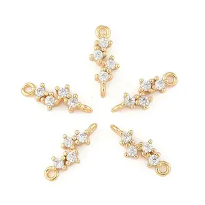 5Pcs Brass Micro Pave Cubic Zirconia Links Connectors