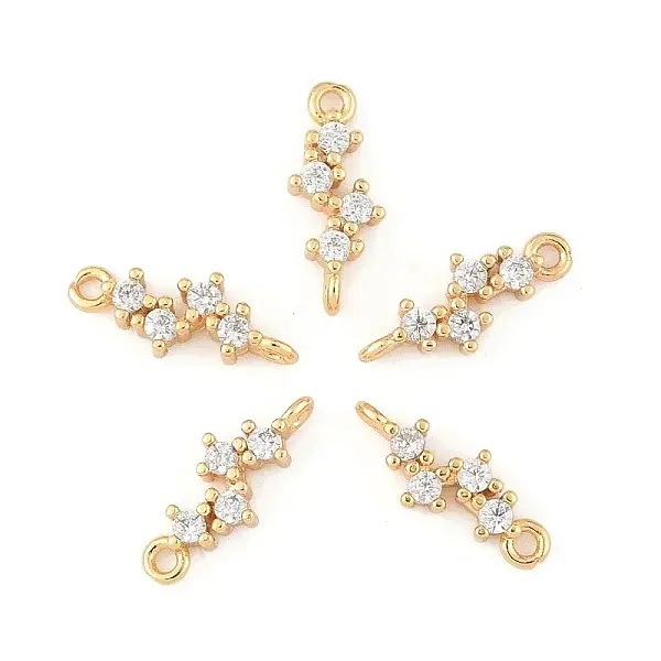 5Pcs Brass Micro Pave Cubic Zirconia Links Connectors