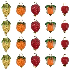 25Pcs 5 Styles Handmade Lampwork Pendants