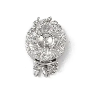 Rack Plating Brass Micro Pave Clear Cubic Zirconia Box Clasps