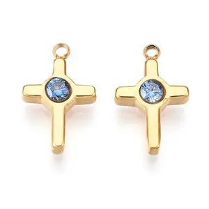 Ion Plating(IP) 304 Stainless Steel Micro Pave Cubic Zirconia Charms