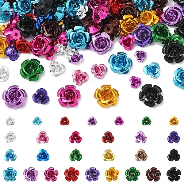 150Pcs 3 Styles Aluminum 3D Rose Flower