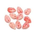 Synthetic Coral Dyed Leaf Charms