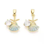 Brass Micro Pave Clear Cubic Zirconia Charms