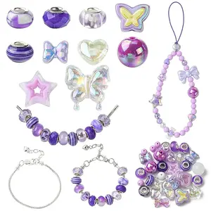 DIY Acrylic Beads & Brass European Style Bracelet Making Kits