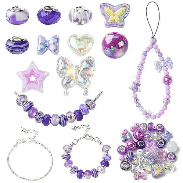 DIY Acrylic Beads & Brass European Style Bracelet Making Kits