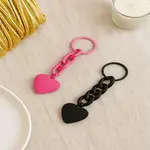 2Pcs 2 Colors Heart Alloy Acrylic Keychains