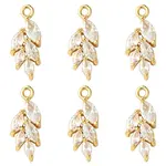 6Pcs Brass Micro Pave Clear Cubic Zirconia Pendants