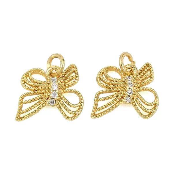 Brass Micro Pave Clear Cubic Zirconia Charms