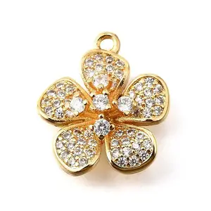 Brass Micro Pave Clear Cubic Zirconia Pendants