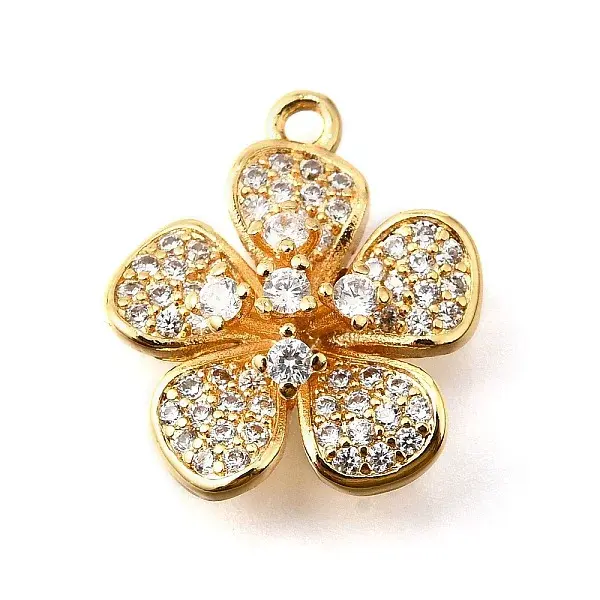 Brass Micro Pave Clear Cubic Zirconia Pendants