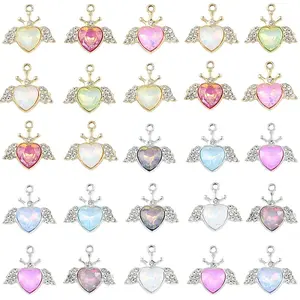 20Pcs 2 Colors UV Plating Alloy Mixed Color Glass Rhinestone Pendants