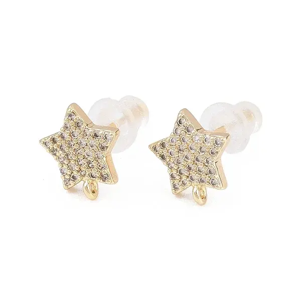 Brass Clear Cubic Zirconia Stud Earring Findings