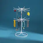 2-Tier Rotatable Iron Jewelry Display Organizer Holder for Necklaces