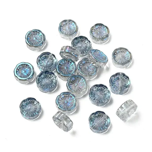 20Pcs Half Plated Electroplate Glass Transparent Beads Strands