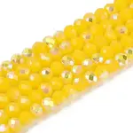 AB Color Plated Opaque Glass Rondelle Beads Strands