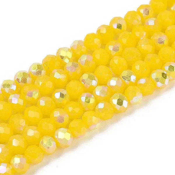 AB Color Plated Opaque Glass Rondelle Beads Strands