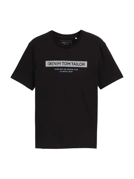 TOM TAILOR DENIM Tričko  čierna / biela