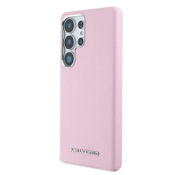 Zadní kryt Karl Lagerfeld PU Saffiano Metal Logo and Frame pro Samsung Galaxy S26 Ultra, růžová