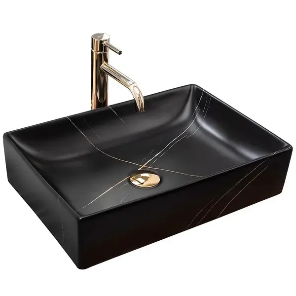 Umyvadlo na desku Inga Black Marble Matt  07RU+REA-U8006