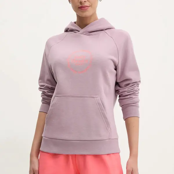 Mikina Helly Hansen dámská, růžová barva, s kapucí, s aplikací, 54239