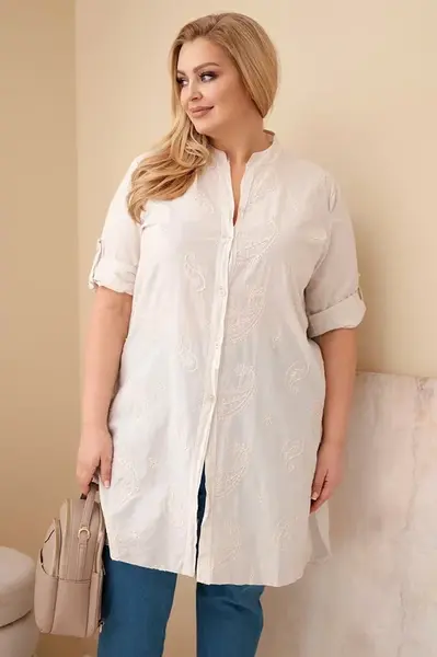 Bavlněné šaty Kesi Włoski Plus Size s výšivkou