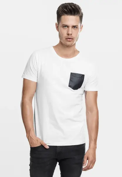 Pocket T-shirt made of synthetic leather wht/blk