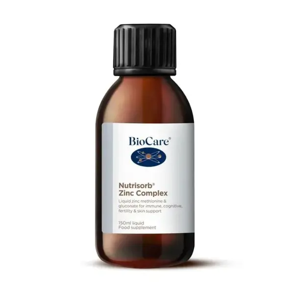 Biocare Nutrisorb® Tekutý Zinok - Glukonát zinočnatý + Zinok l-metionín, 150 ml